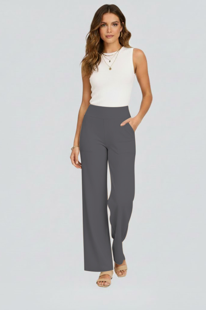 Dorinda | Women’s Wide-Leg Trousers with High Waist and Side Pockets