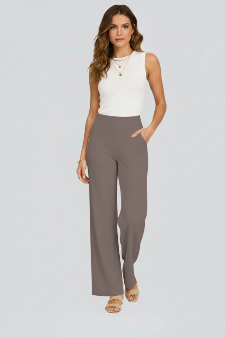 Dorinda | Women’s Wide-Leg Trousers with High Waist and Side Pockets