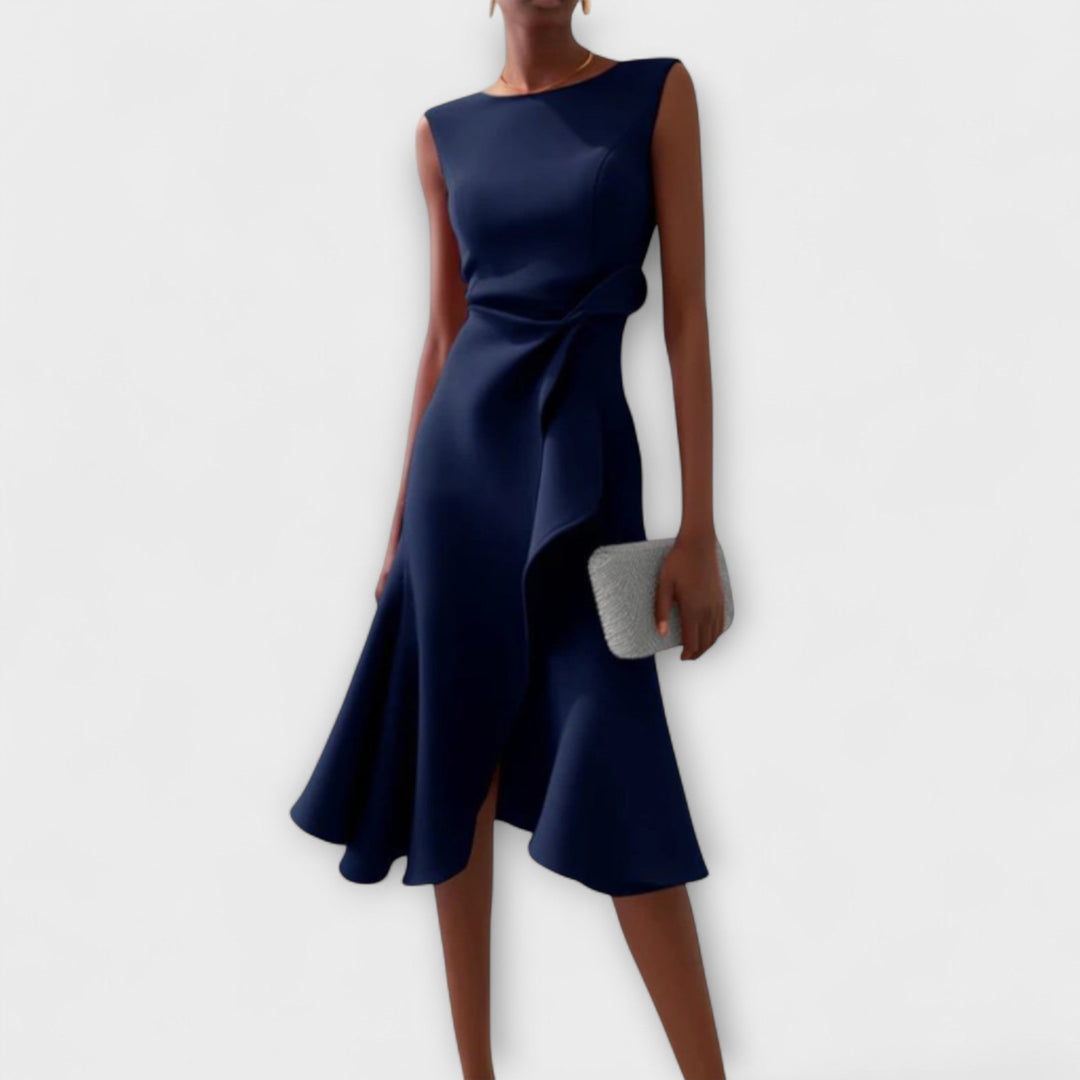 Women's Asymmetric Sleeveless Midi Dress for Evening Wear — view 3