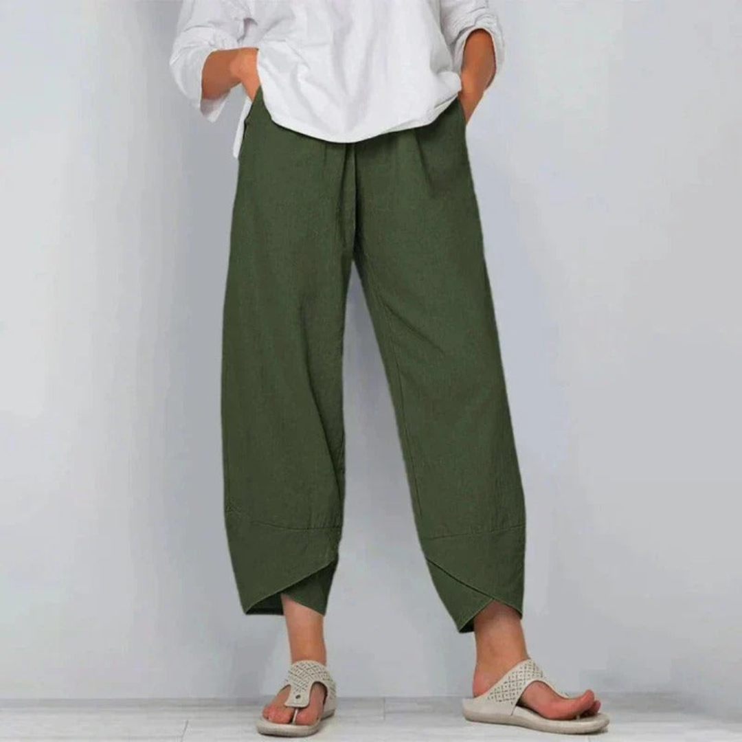 Jessamine | Women's Cropped Trousers for Cold Weather in Militaergron