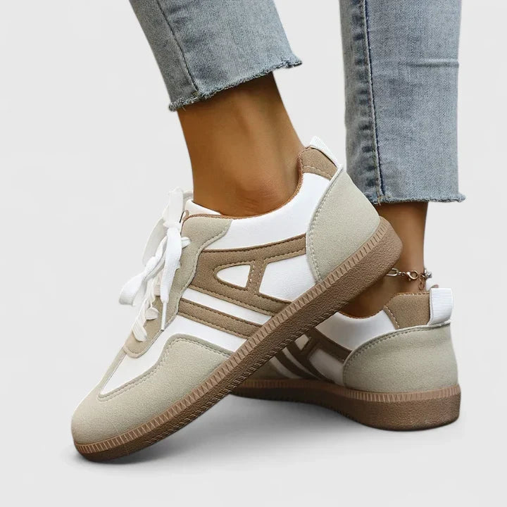 Women's Orthopedic Arch-Support Sneakers for Walking in Khaki & White — view 2