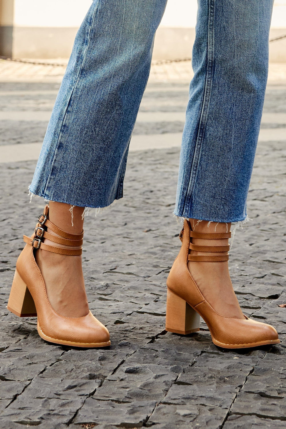 Heulwen | Women's Triple Buckle Block Heel Ankle Boots