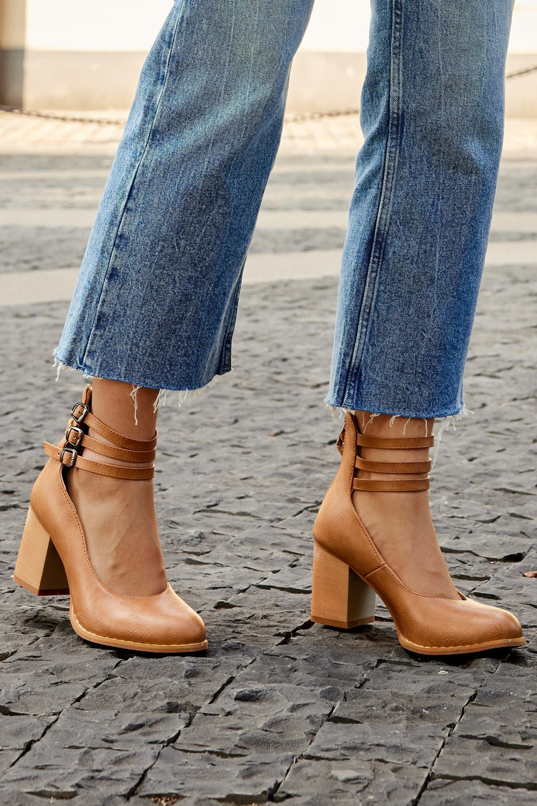 Heulwen | Women's Triple Buckle Block Heel Ankle Boots
