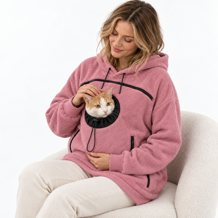 Corvina | Women's Sherpa Pet Carrier Hoodie with Peek-Out Pouch