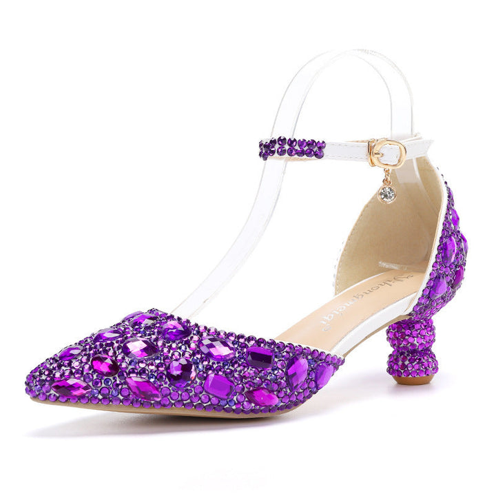 Rosabelle | Women's Rhinestone Pointed-Toe Ankle Strap Pumps