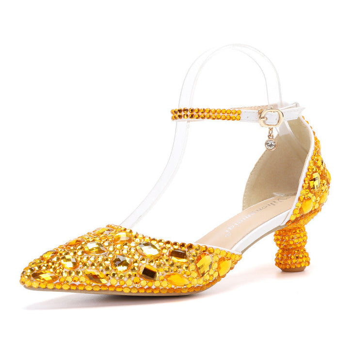 Rosabelle | Women's Rhinestone Pointed-Toe Ankle Strap Pumps