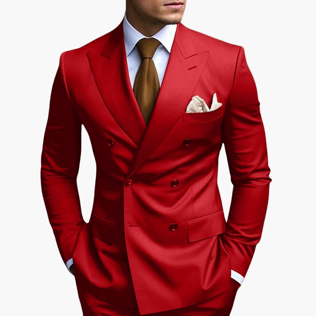 Herren-Anzug zweireihig – Tailliertes Set mit Reverskragen-Blazer & Hose für Hochzeit & Business