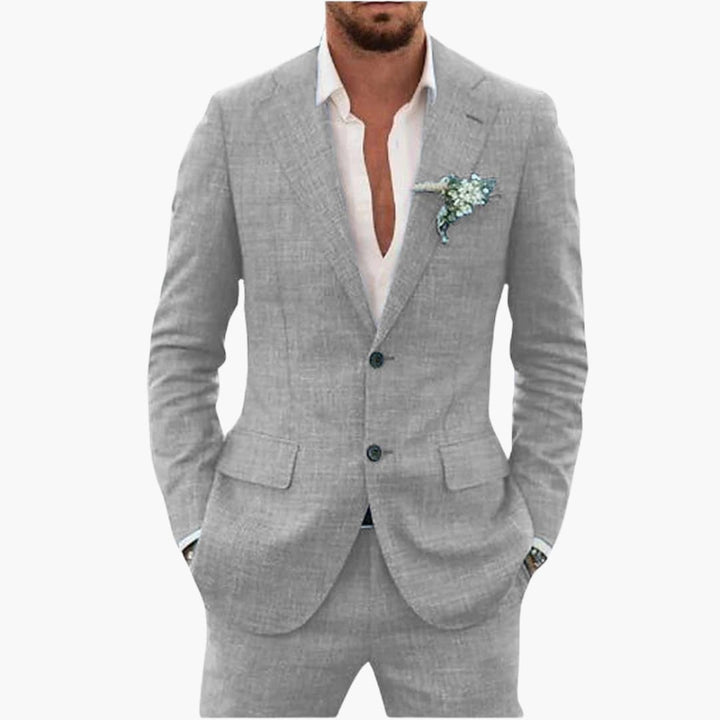Herren-Leinenanzug – Zweiteiliges Set mit einreihigem Blazer & Hose für Sommer und Urlaub