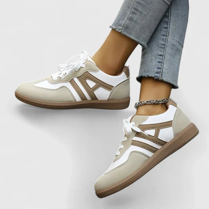 Women's Orthopedic Arch-Support Sneakers for Walking in Khaki & White — view 3