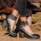 Delyth | Women's Block Heel Ankle Boots with Buckle Straps