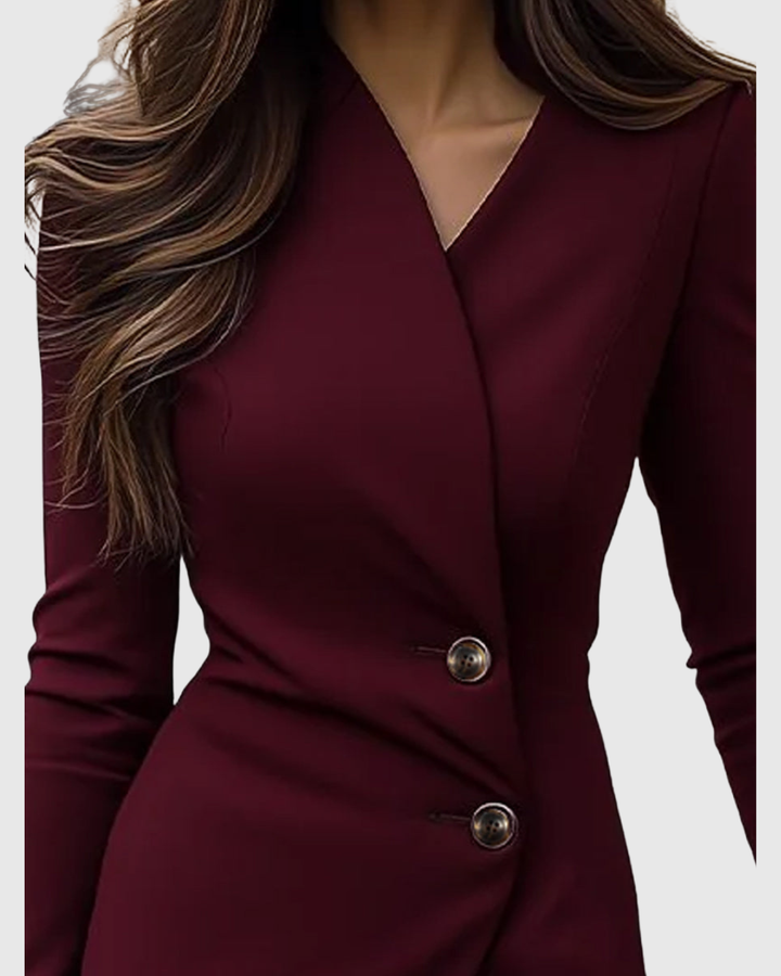 Women's Wrap Bodycon Long-Sleeve Midi Dress for Evening Wear — view 2