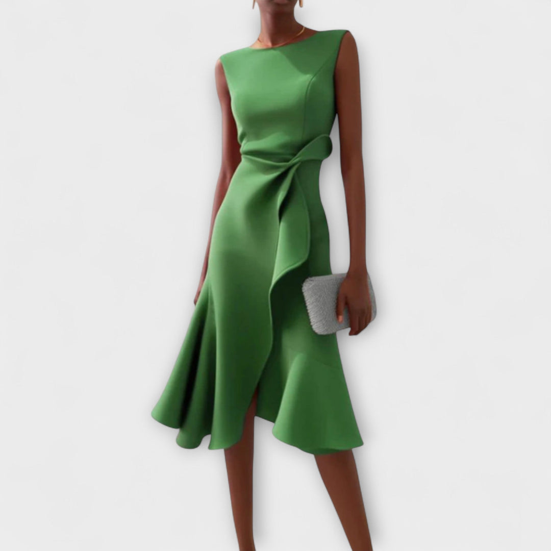 Women's Asymmetric Sleeveless Midi Dress for Evening Wear — view 7