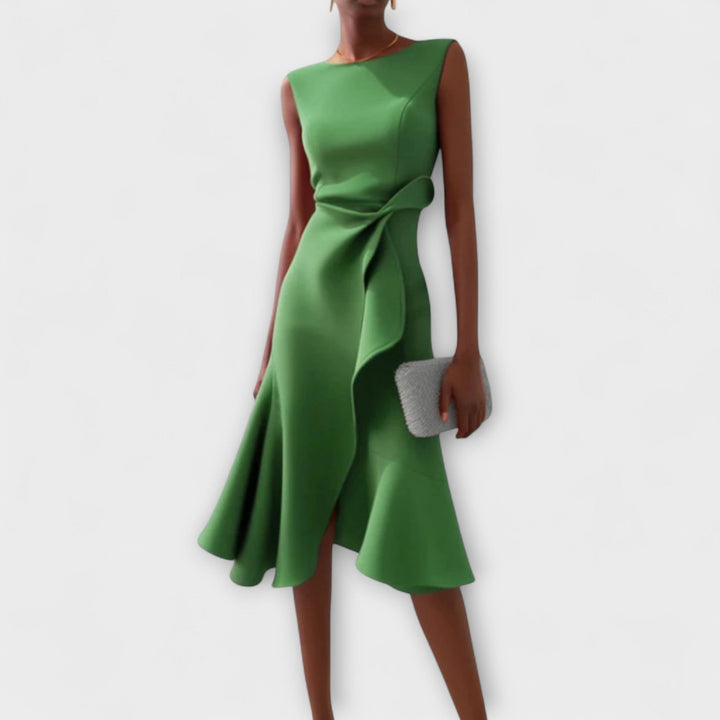 Women's Asymmetric Sleeveless Midi Dress for Evening Wear — view 7