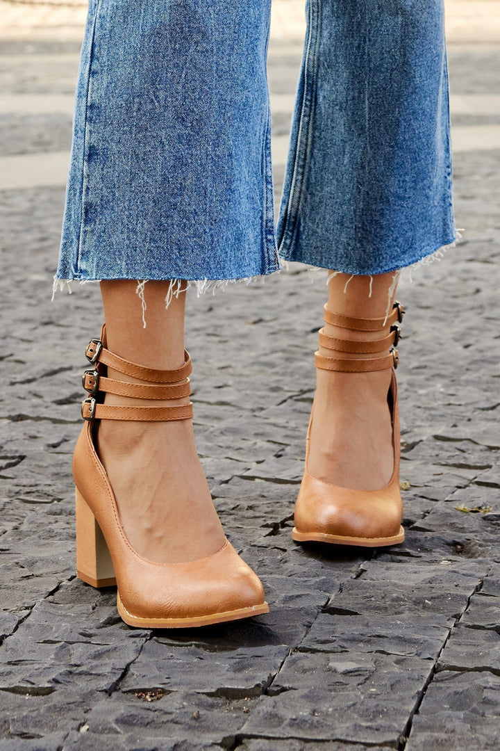 Heulwen | Women's Triple Buckle Block Heel Ankle Boots