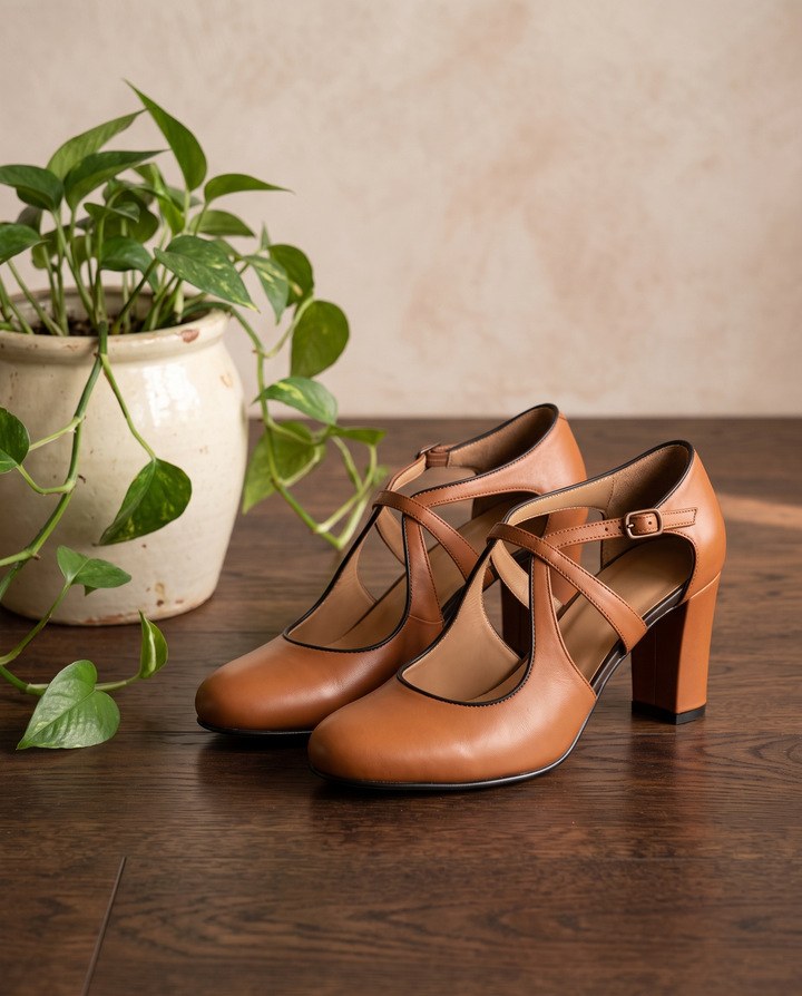 Charlotte | Women's Ankle-Strap Block Heel Mary Janes - studio product shot