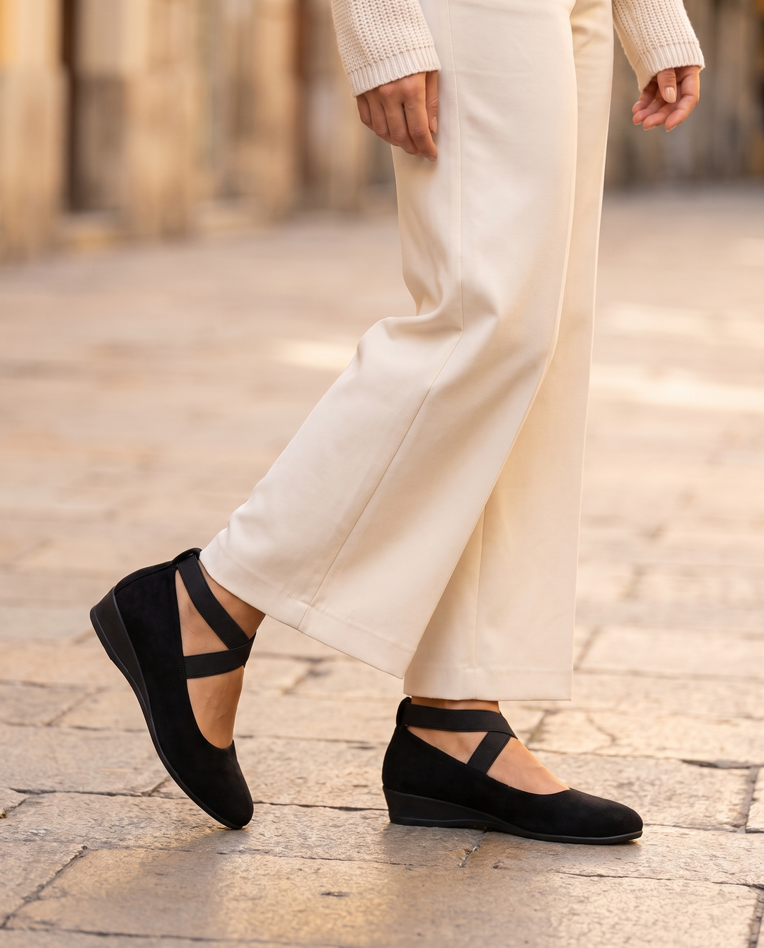 Alva | Women's Ankle Strap Platform Wedges for All-Day Wear - worn on the street