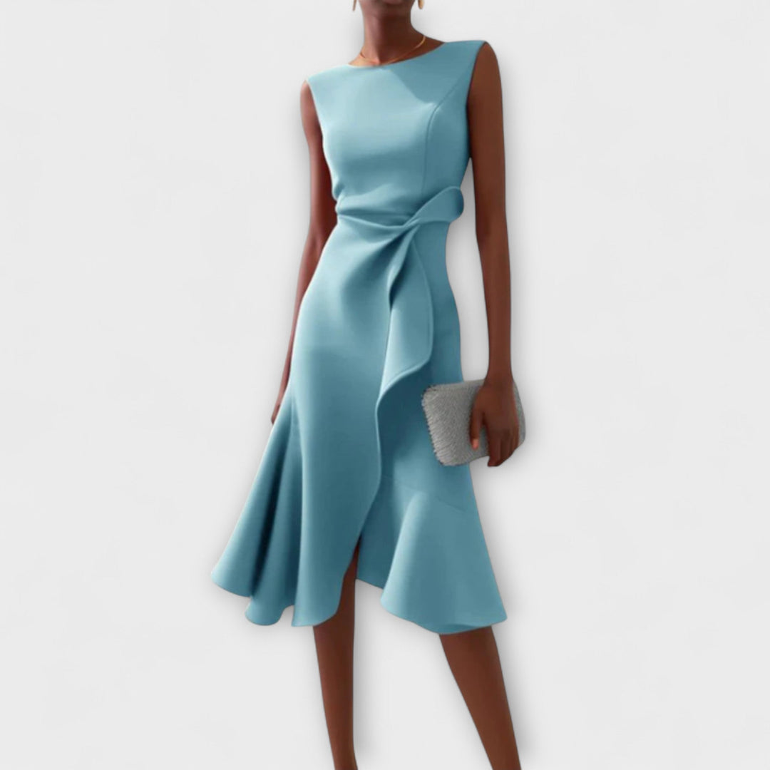 Women's Asymmetric Sleeveless Midi Dress for Evening Wear — view 5