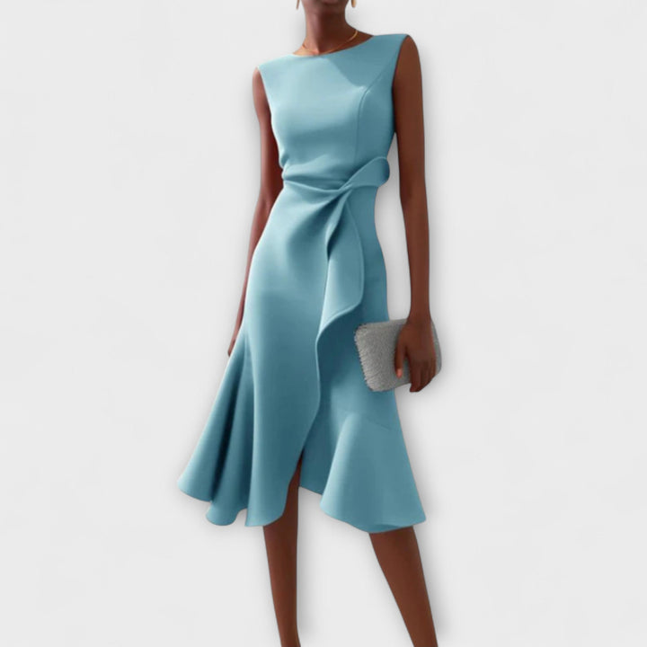 Women's Asymmetric Sleeveless Midi Dress for Evening Wear — view 5