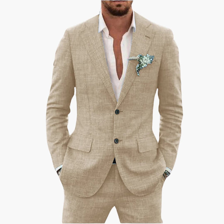 Herren-Leinenanzug – Zweiteiliges Set mit einreihigem Blazer & Hose für Sommer und Urlaub