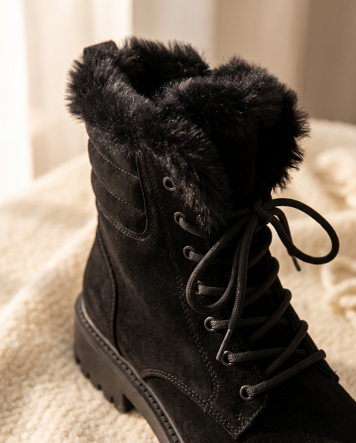 Fleurette | Women's Faux-Fur Collar Snow Boots - material detail
