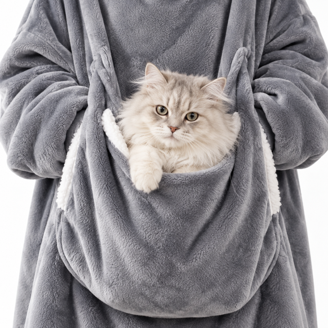 Rosaleen | Women's Oversized Sherpa Blanket Hoodie with Pet Pouch