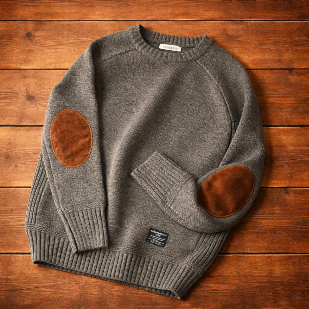 Giada | Women's Crew Neck Knit Sweater with Elbow Patches