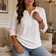 Ilsabet | Women's Waffle Henley Top with 3/4 Sleeves