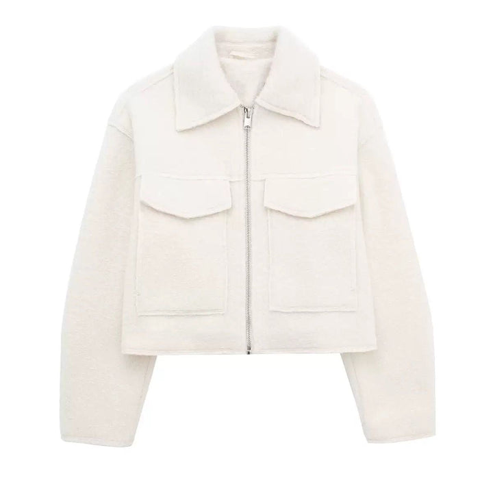 Margot | Women's Cropped Zip-Front Teddy Coat for Cold Weather in White