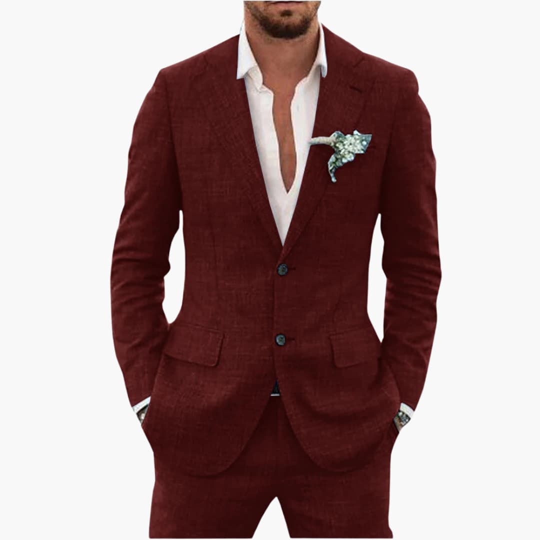 Herren-Leinenanzug – Zweiteiliges Set mit einreihigem Blazer & Hose für Sommer und Urlaub