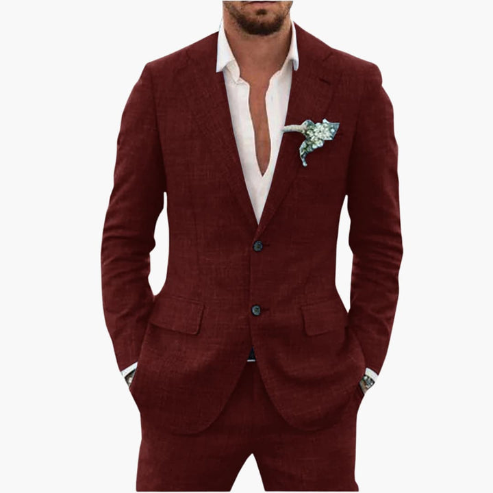 Herren-Leinenanzug – Zweiteiliges Set mit einreihigem Blazer & Hose für Sommer und Urlaub