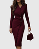 Women's Wrap Bodycon Long-Sleeve Midi Dress for Evening Wear — view 1