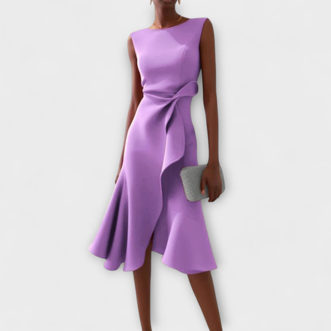 Women's Asymmetric Sleeveless Midi Dress for Evening Wear — view 6