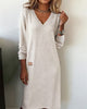Violet | Women's V-Neck Long Sleeve Sweater Midi Dress