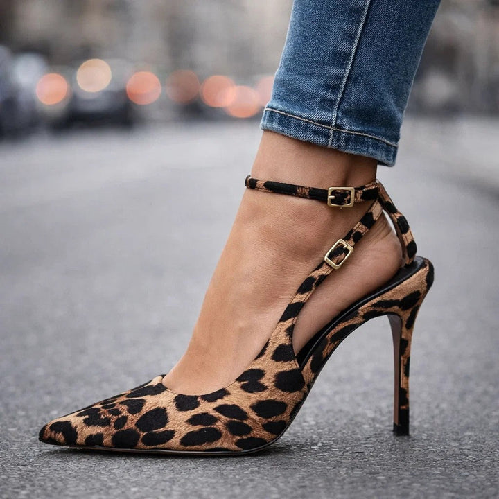 Tamsine Animal-Print Pointed-Toe Ankle-Strap Heels - image 1