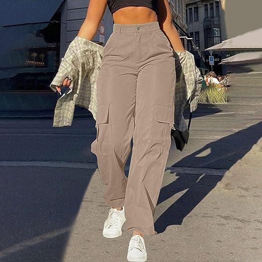 Amberly | Women's Cropped Oversized Trousers for Layering in Khaki