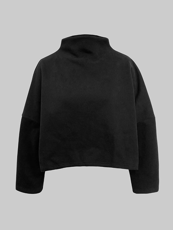 Bella | Women's Black High-Neck Cropped Sweatshirt