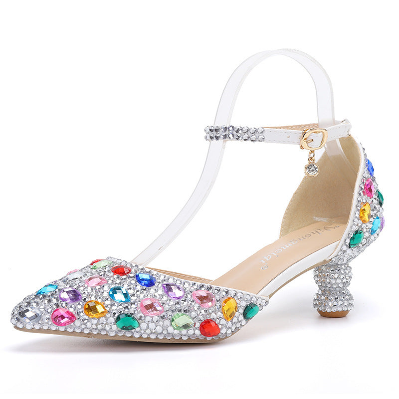 Rosabelle | Women's Rhinestone Pointed-Toe Ankle Strap Pumps