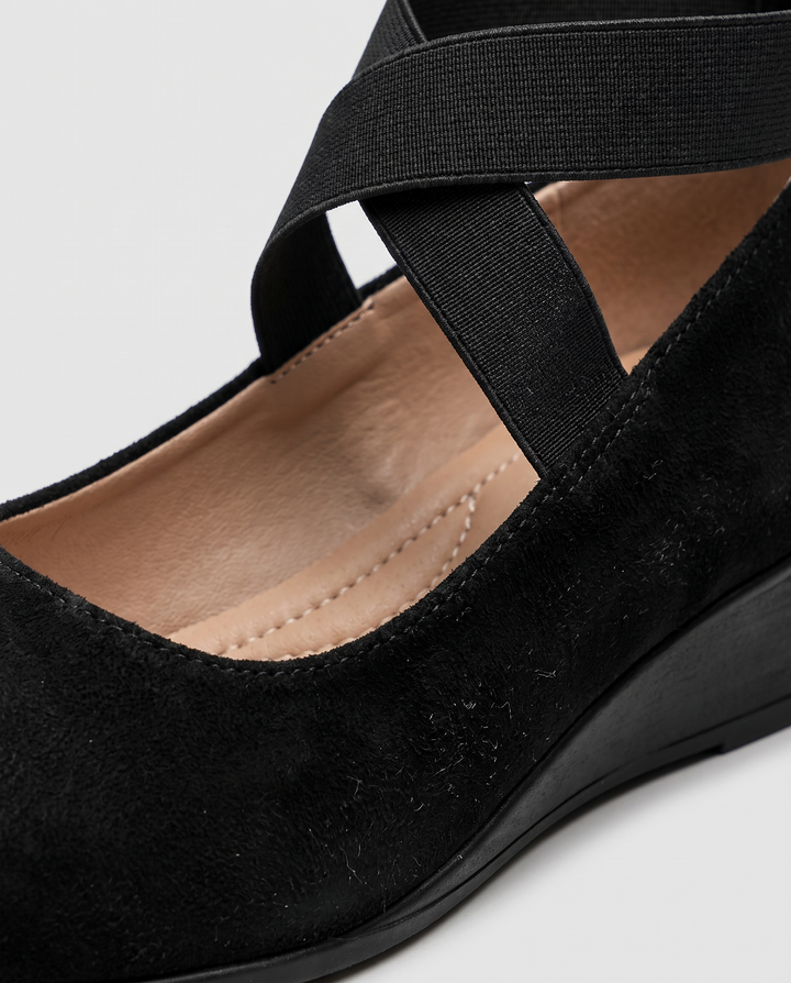 Alva | Women's Ankle Strap Platform Wedges for All-Day Wear - material detail