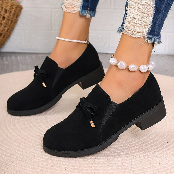 Rosaria Suede-Look Low Block-Heel Loafers with Bow - image 3