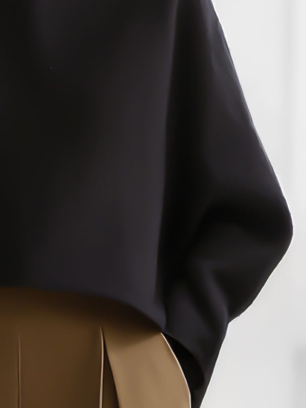 Bella | Women's Black High-Neck Cropped Sweatshirt