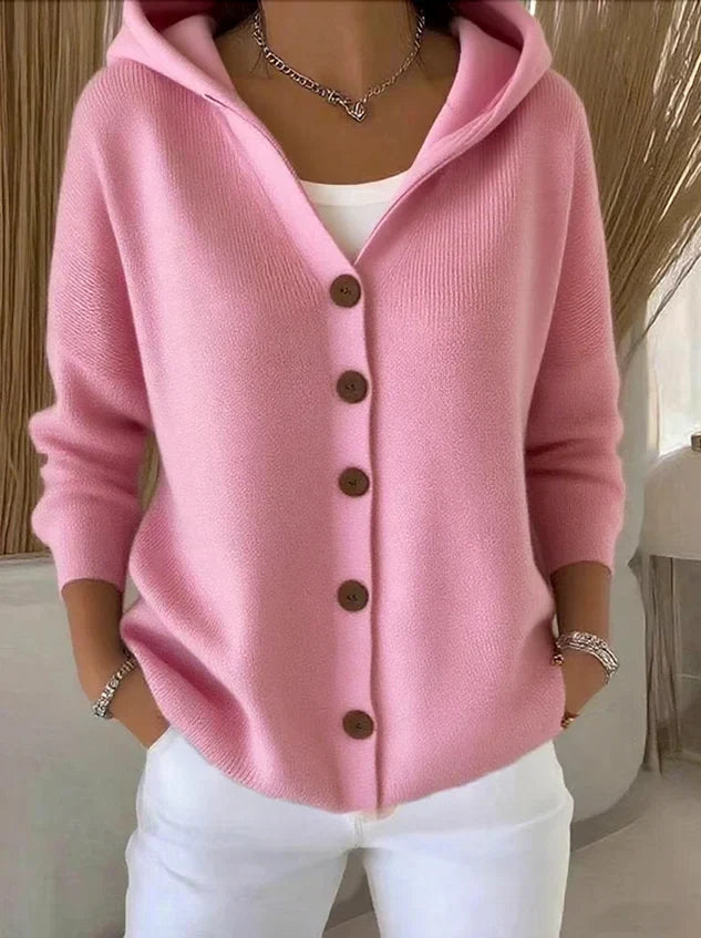Halina | Women's Hooded Cardigan for Fall and Winter in Pink