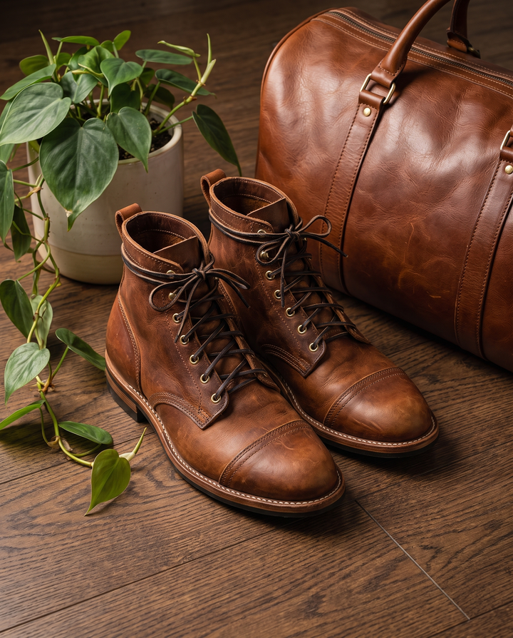 Barnaby | Men's Lace-Up Boots for Standing All Day - material detail