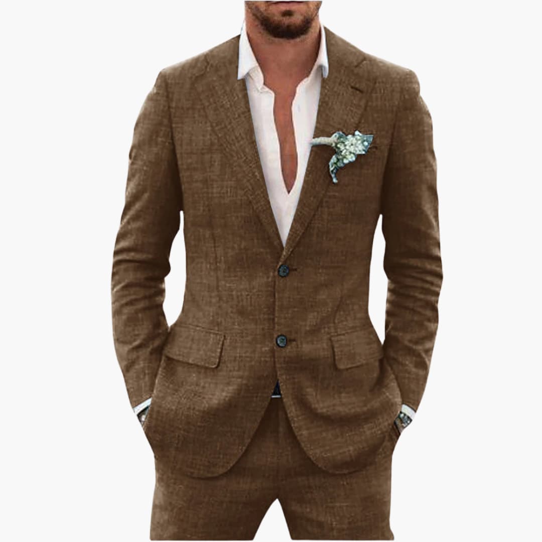 Herren-Leinenanzug – Zweiteiliges Set mit einreihigem Blazer & Hose für Sommer und Urlaub