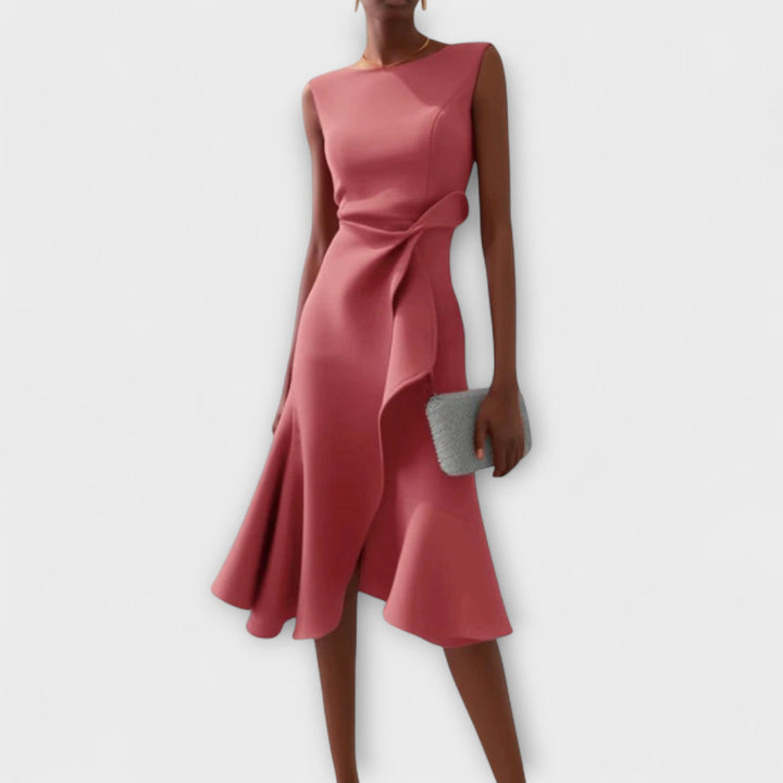 Women's Asymmetric Sleeveless Midi Dress for Evening Wear — view 4