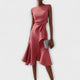 Women's Asymmetric Sleeveless Midi Dress for Evening Wear — view 4