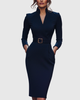 Rosamond | Women's Belted V-Neck Long Sleeve Midi Dress