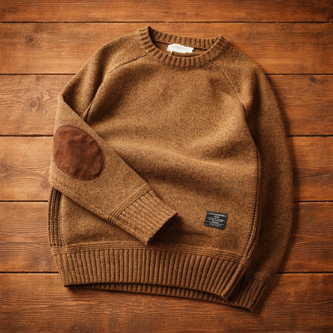 Giada | Women's Crew Neck Knit Sweater with Elbow Patches