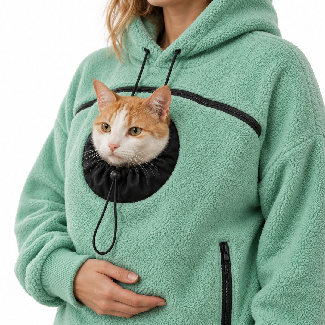 Corvina | Women's Sherpa Pet Carrier Hoodie with Peek-Out Pouch