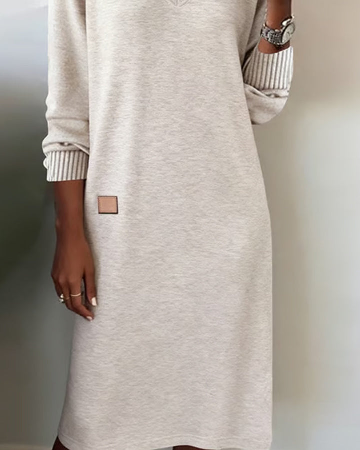 Violet | Women's V-Neck Long Sleeve Sweater Midi Dress