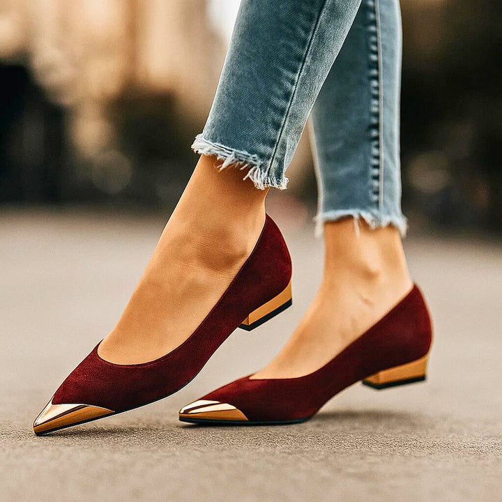 Delfine Pointed-Toe Flats with Metal Toe Cap - image 4